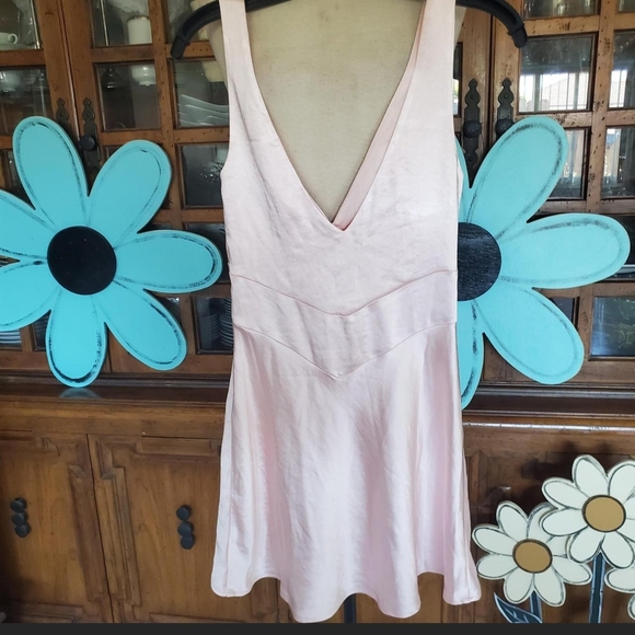 Princess Polly Pink Mini Dress with Satin Finish and Wrap Bodice - Picture 7 of 9